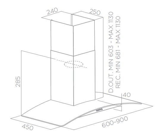 PANTHEON TurboAIR Curved Glass Hood