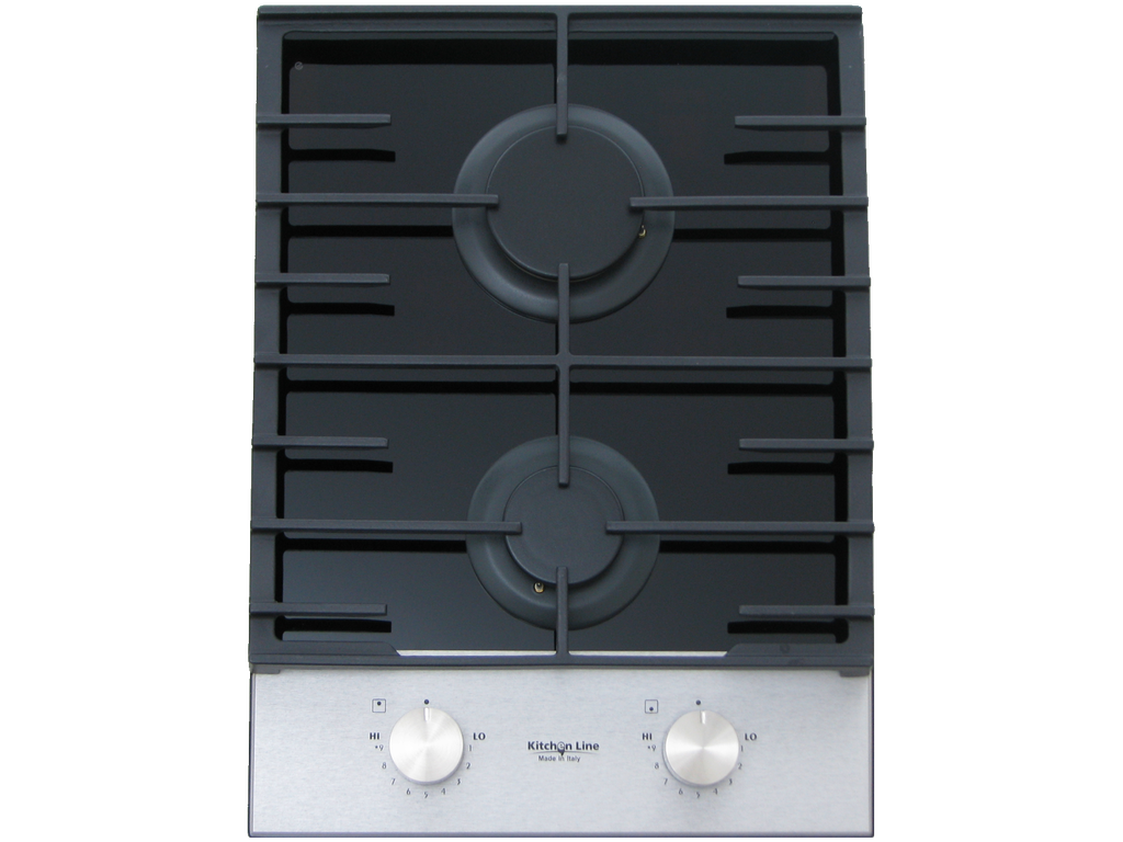 38 cm PRO Hob, 2 Gas Burners . Cast Iron Support - Front Knobs