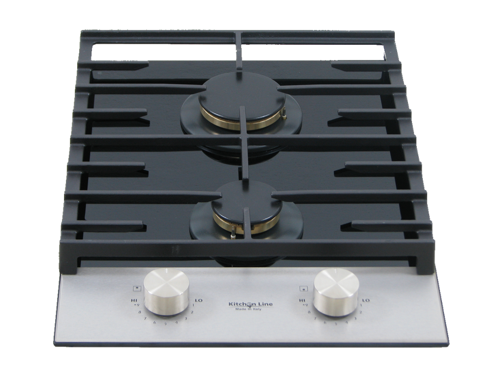 38 cm PRO Hob, 2 Gas Burners . Cast Iron Support - Front Knobs