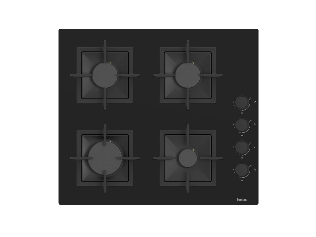 60 cm Basic SC05 Femas Hob, 4 Gas Burners . Cast Iron Support - Side Knobs