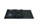 90 cm Ibrida Hob, 4 Gas Burners + 2 Electric Plates. Cast Iron Support. Front Knobs