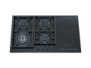 90 cm Ibrida Hob, 4 Gas Burners + 2 Electric Plates. Cast Iron Support. Front Knobs