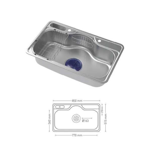 M001-1 Stainless Steel Inset Single Bowl Kitchen Sink