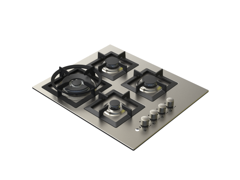 60 cm Jeweline Hob, 4 Gas Burners . Cast Iron Support - Side Knobs