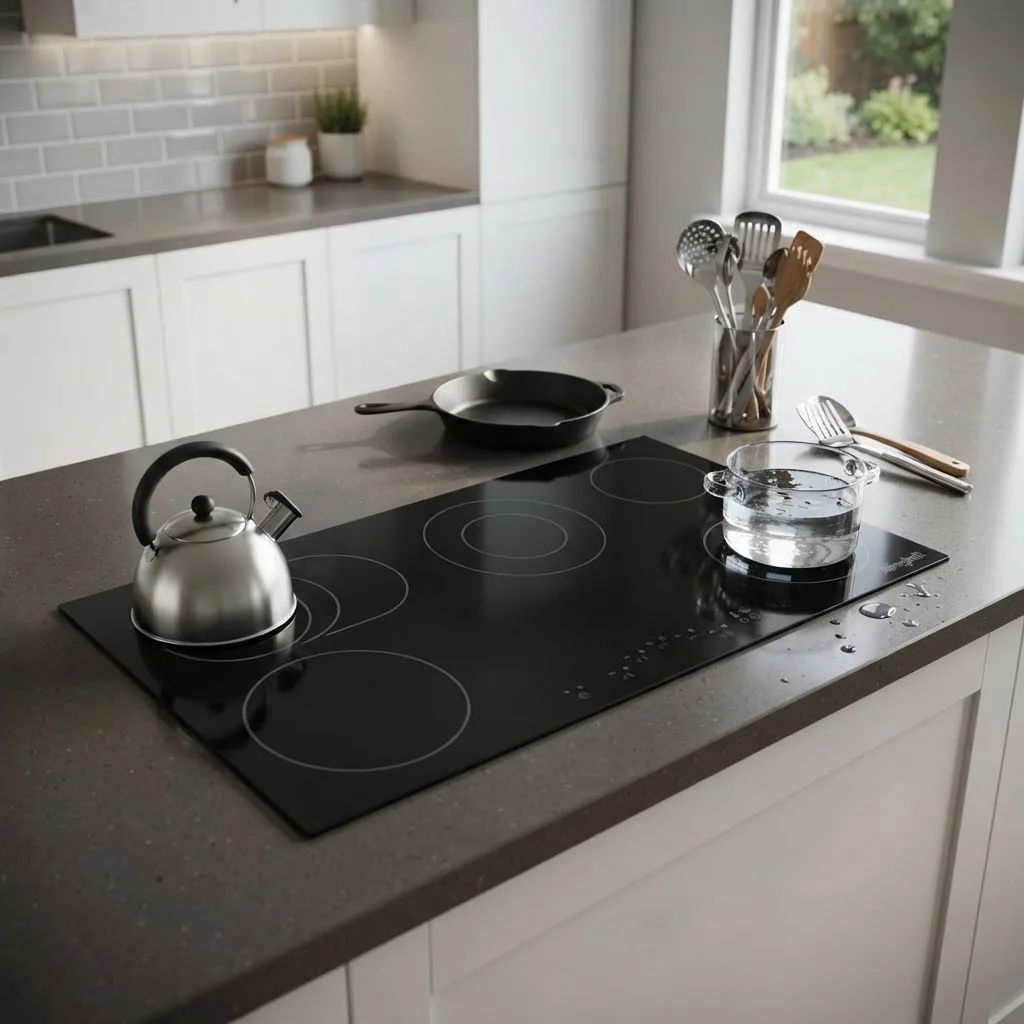 90 cm Vitroceramic Meneghetti Hob, 5 Elec Burners - Front touch control