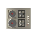 60 cm Jeweline Hob, 2 Gas Burners + 2 Electric Plates. Cast Iron Support.Side Knobs