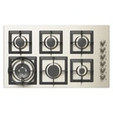 90 cm Jeweline Hob, 6 Gas Burners. Cast Iron Support - Side Knobs