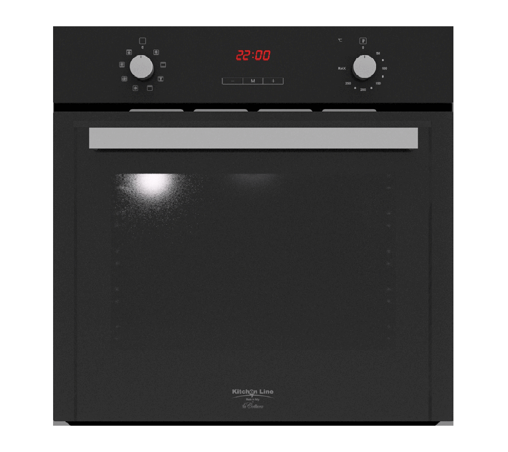 Electric Oven 60 cm, 8 Cooking Functions, Black Frameless (w Cooking Fan)