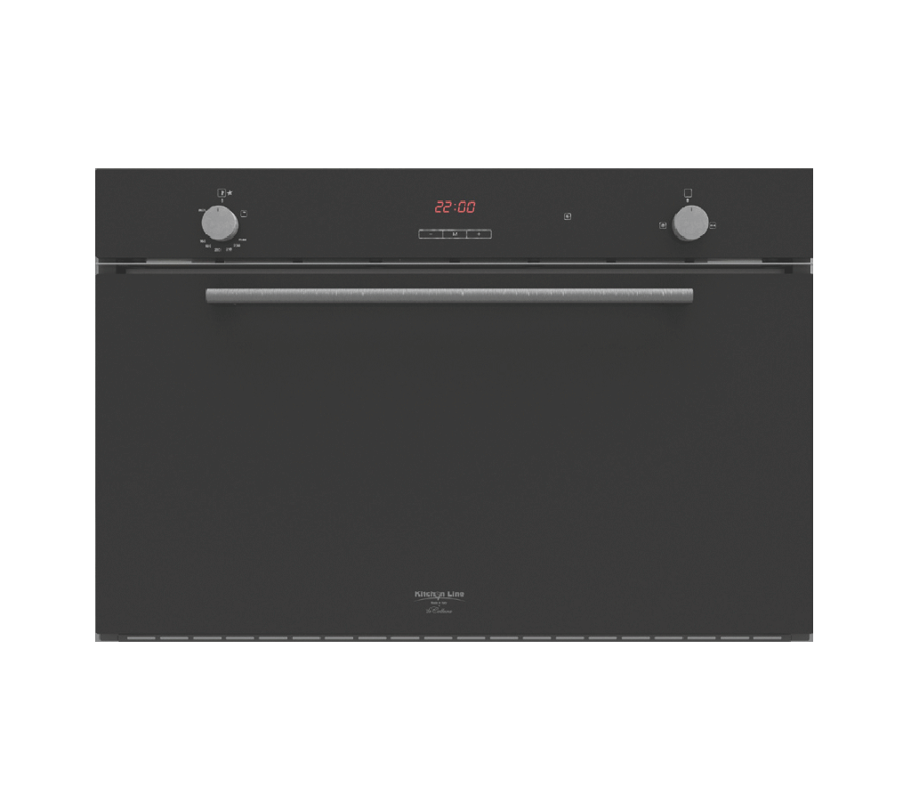 Gas Oven 90 cm with Gas Grill, 4 Cooking Functions, Black Frameless (Triple Fan)