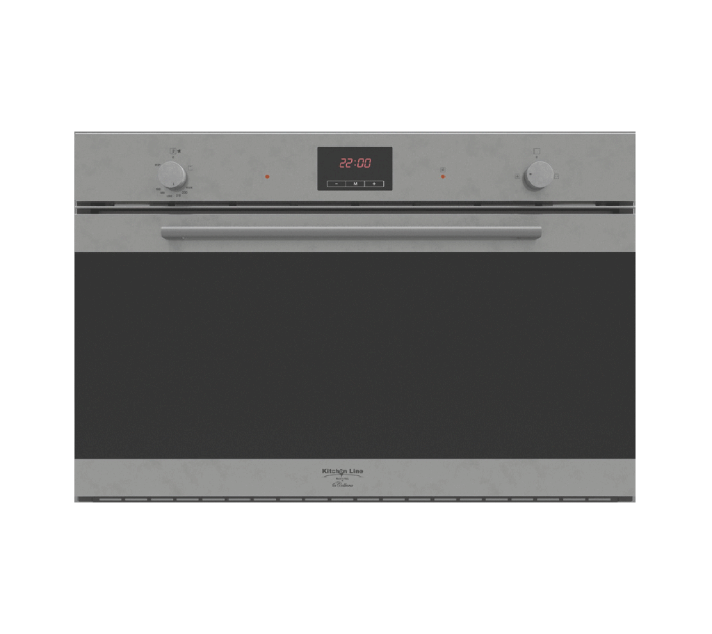 Gas Oven 90 cm with Gas Grill, 4 Cooking Functions, Inox-Black (Triple Fan)