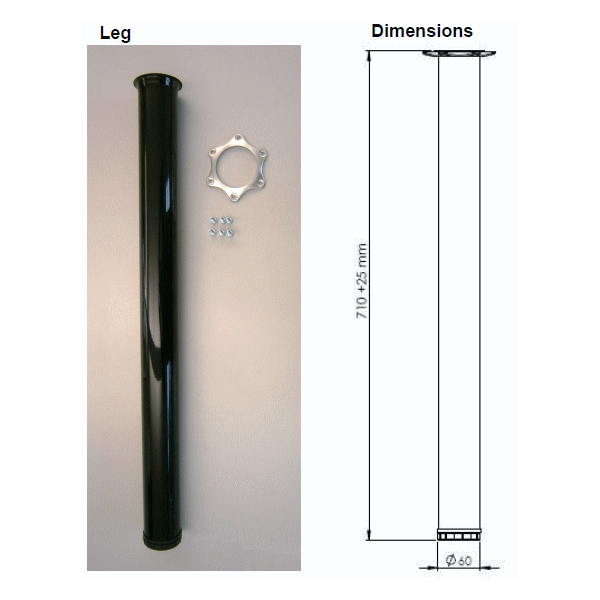 E4Rg Table Legs, Set Of 4 Table Legs Dia.60Mm H.710 And Adjust.Of 25Mm Chrome (S216 Bis 16)