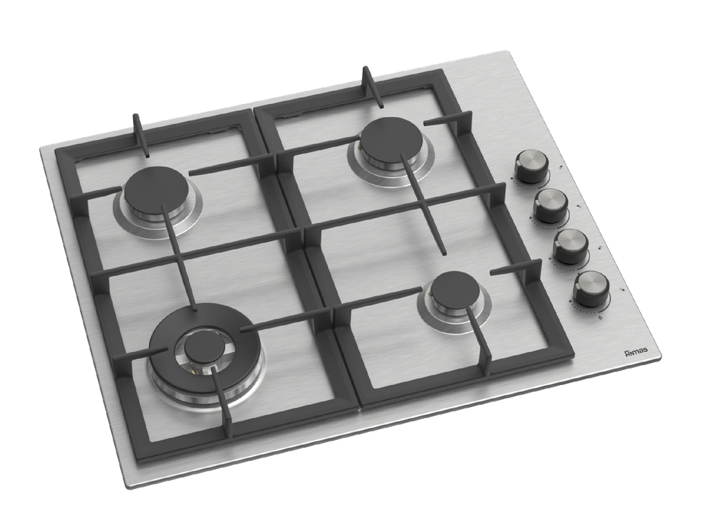 60 cm Basic, 4 Gas Burner, Heavy duty cast grille, Side Knobs