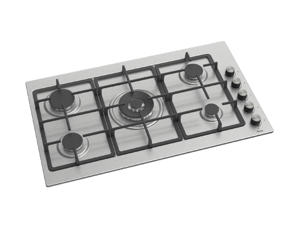 90 cm Elite Plus, 5 Gas Burner, Heavy duty cast grille, Side Knobs