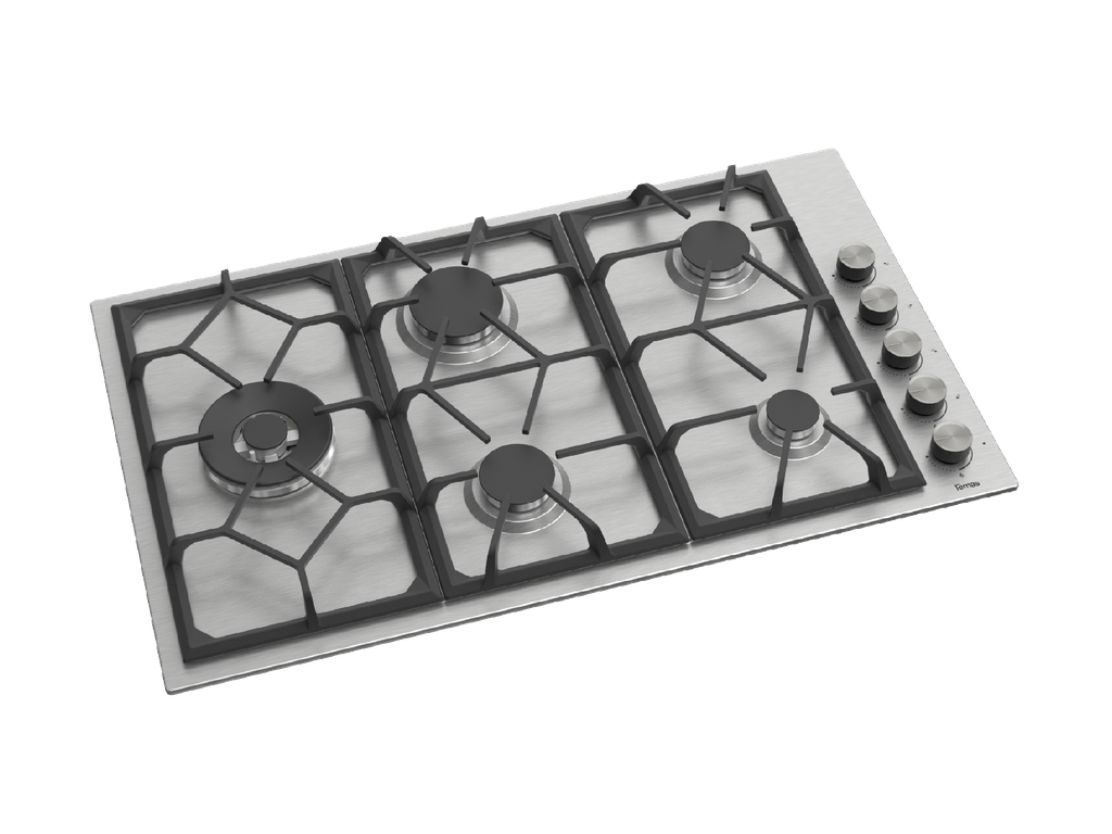 90 cm Basic, 5 Gas Burner, Heavy duty cast grille, Side Knobs