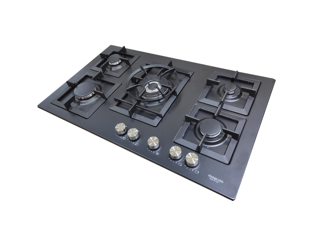 90 cm Jeweline Hob, 5 Gas Burners . Cast Iron Support - Front Knobs