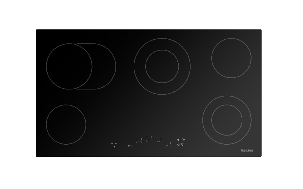 90 cm Vitroceramic Meneghetti Hob, 5 Elec Burners - Front touch control